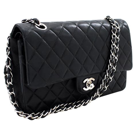 chanel black bag silver|chanel pleated bag.